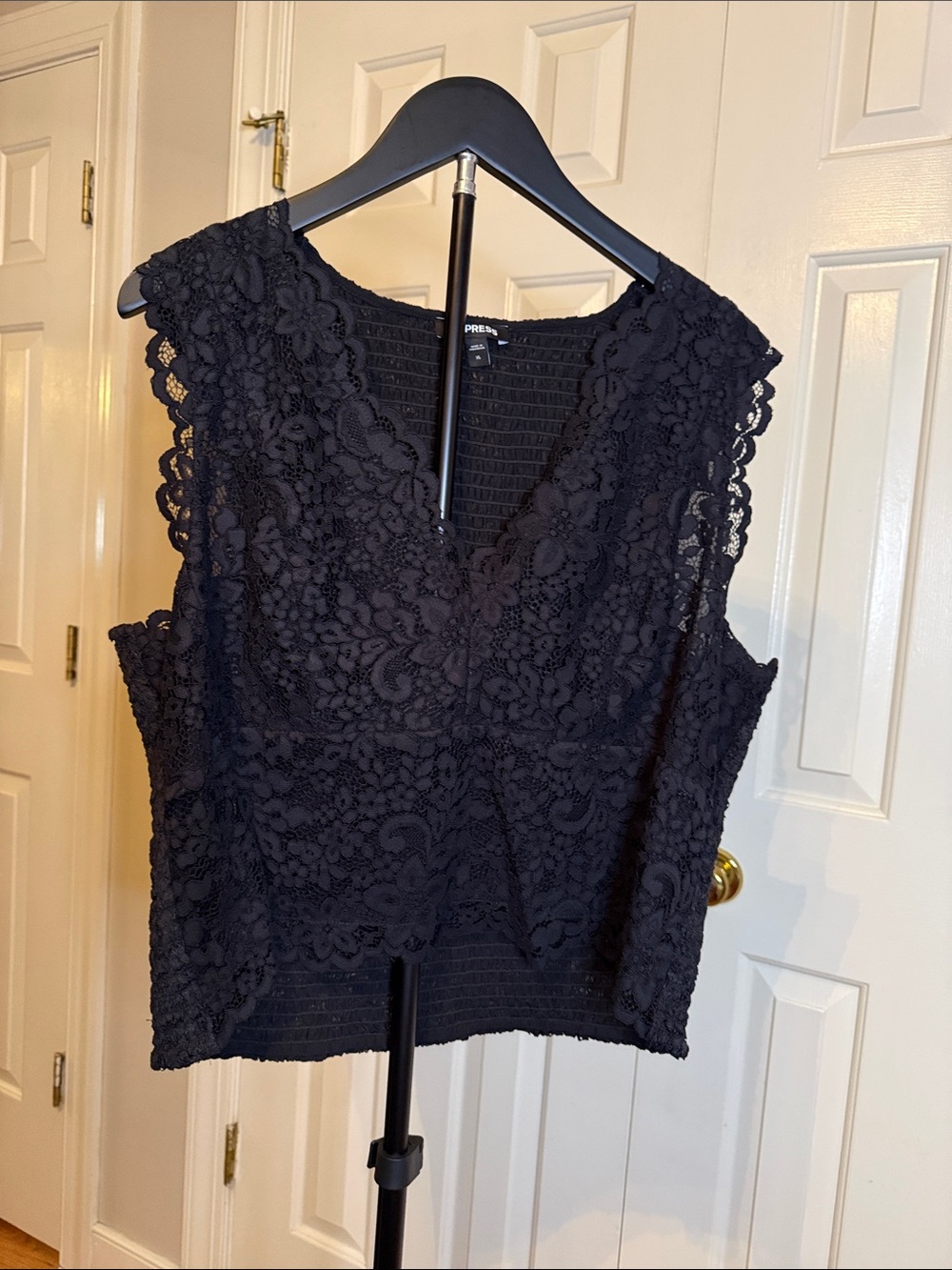 Express Lace V-neck Smocked Back Tank